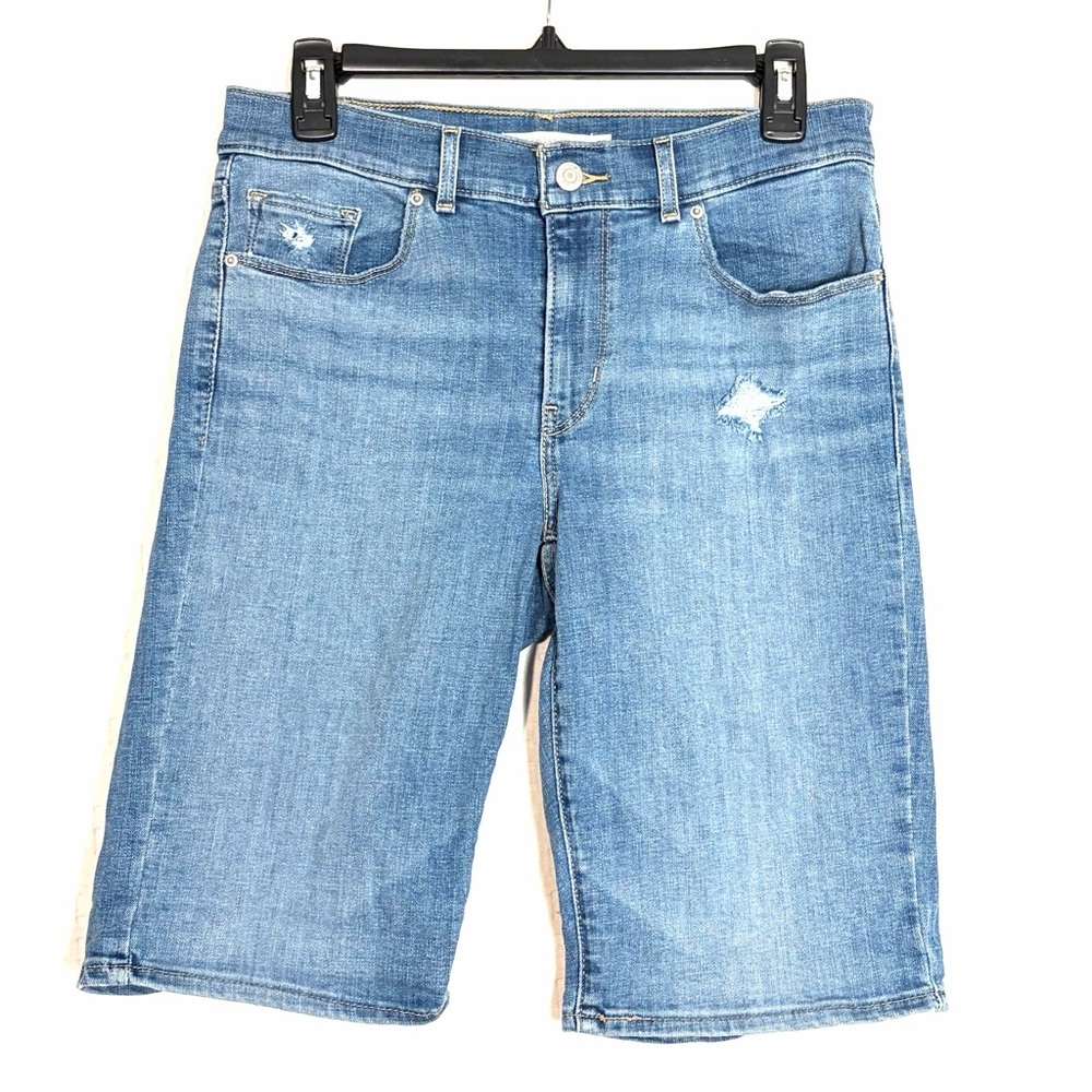 Levis Womens Bermuda Shorts Size 27 Blue Denim Modesty Casual Vacation Jean